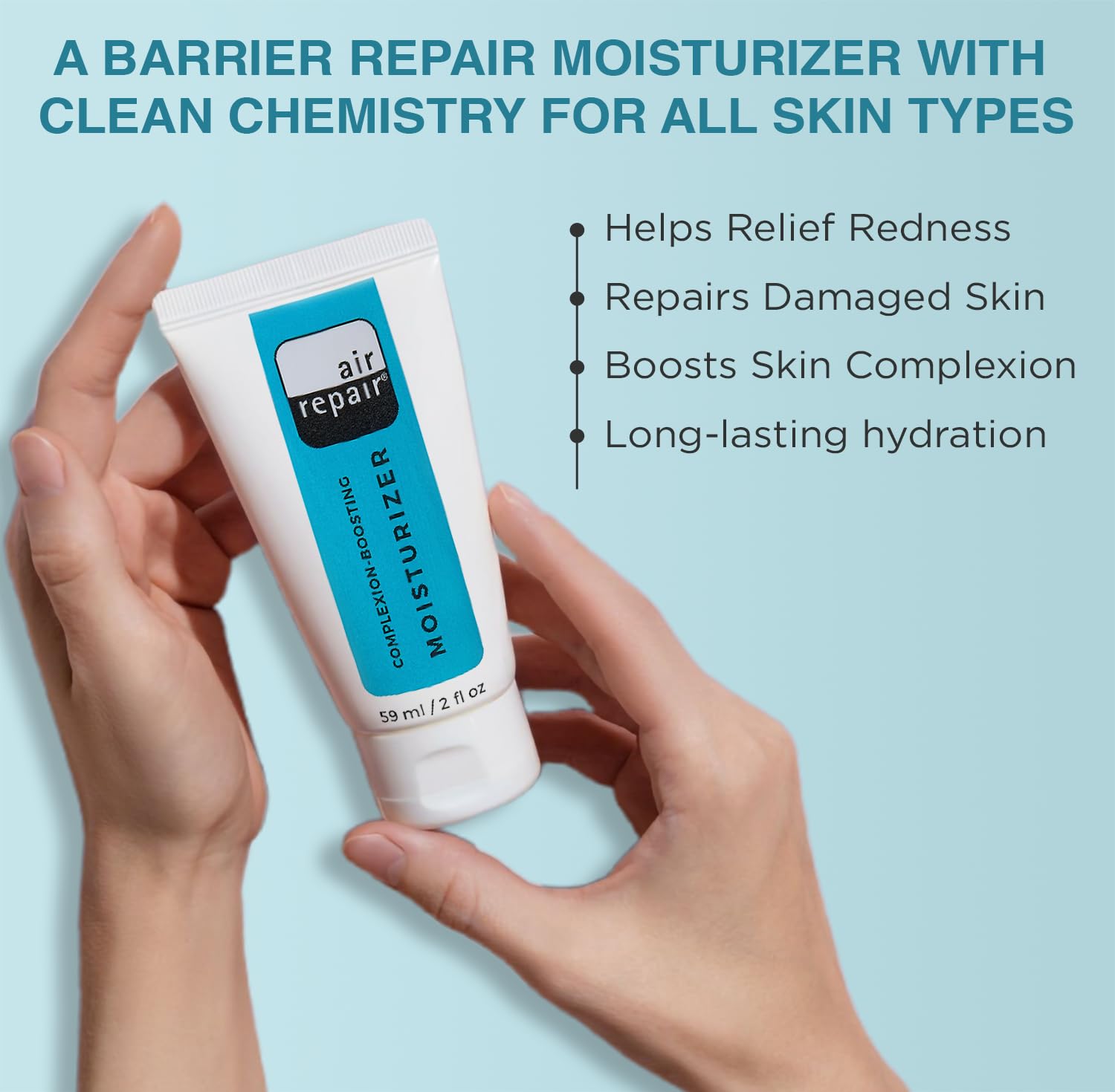 Air Repair Skincare Complexion Boosting Moisturizer jar close-up calm natural finish.