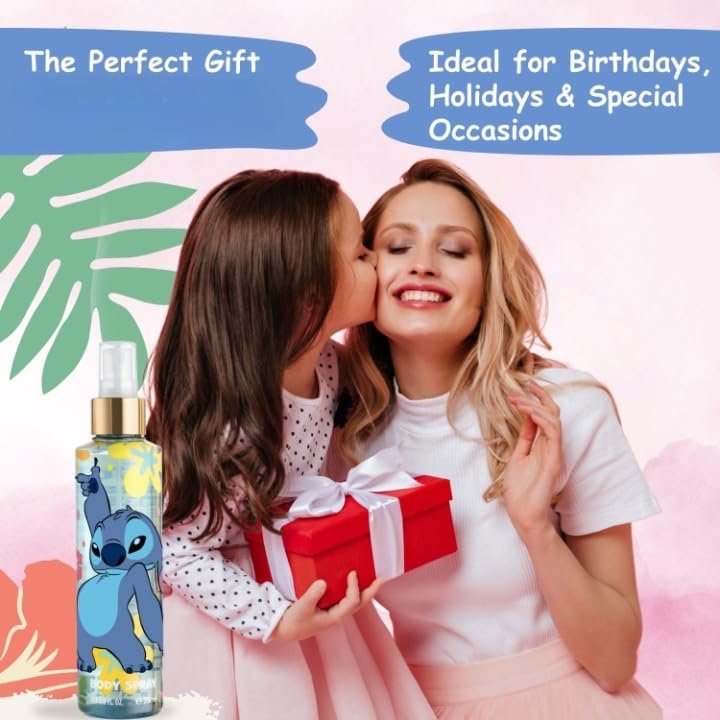 Air-Val Disney Stitch mist-spray-action captured for easy application.