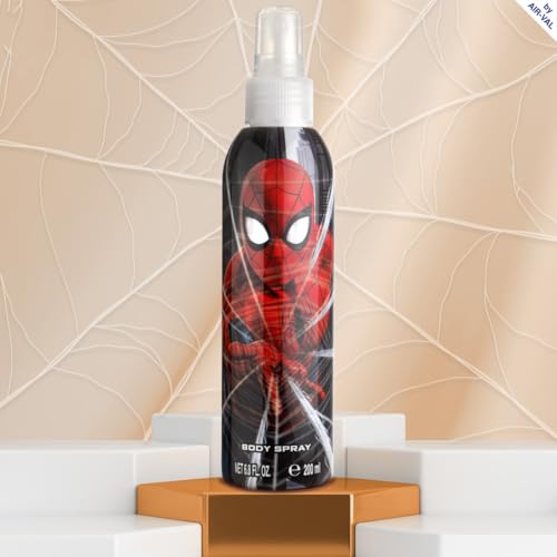 Air-Val Marvel Spider-Man cologne close-up highlighting branding and citrus freshness