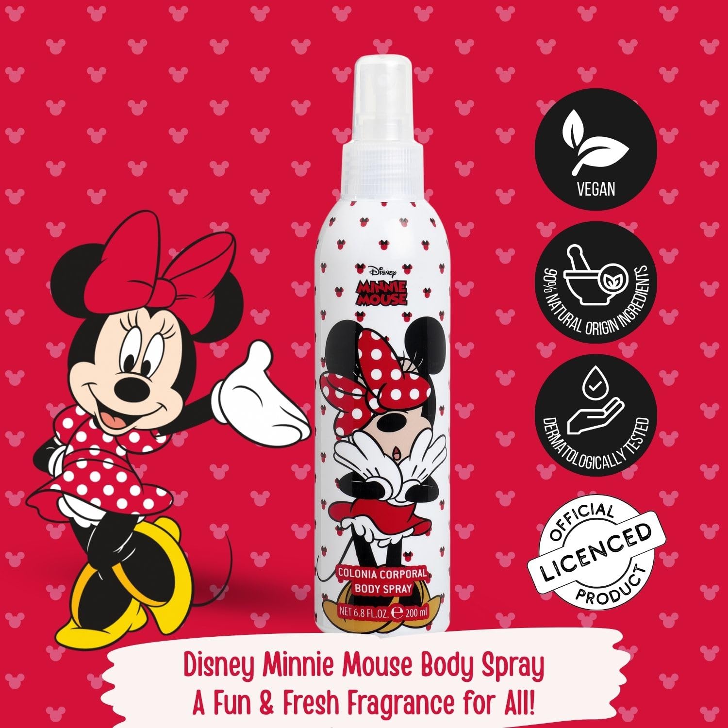 Air-Val Minnie bottle side view highlighting compact 6.8oz size for travel or school