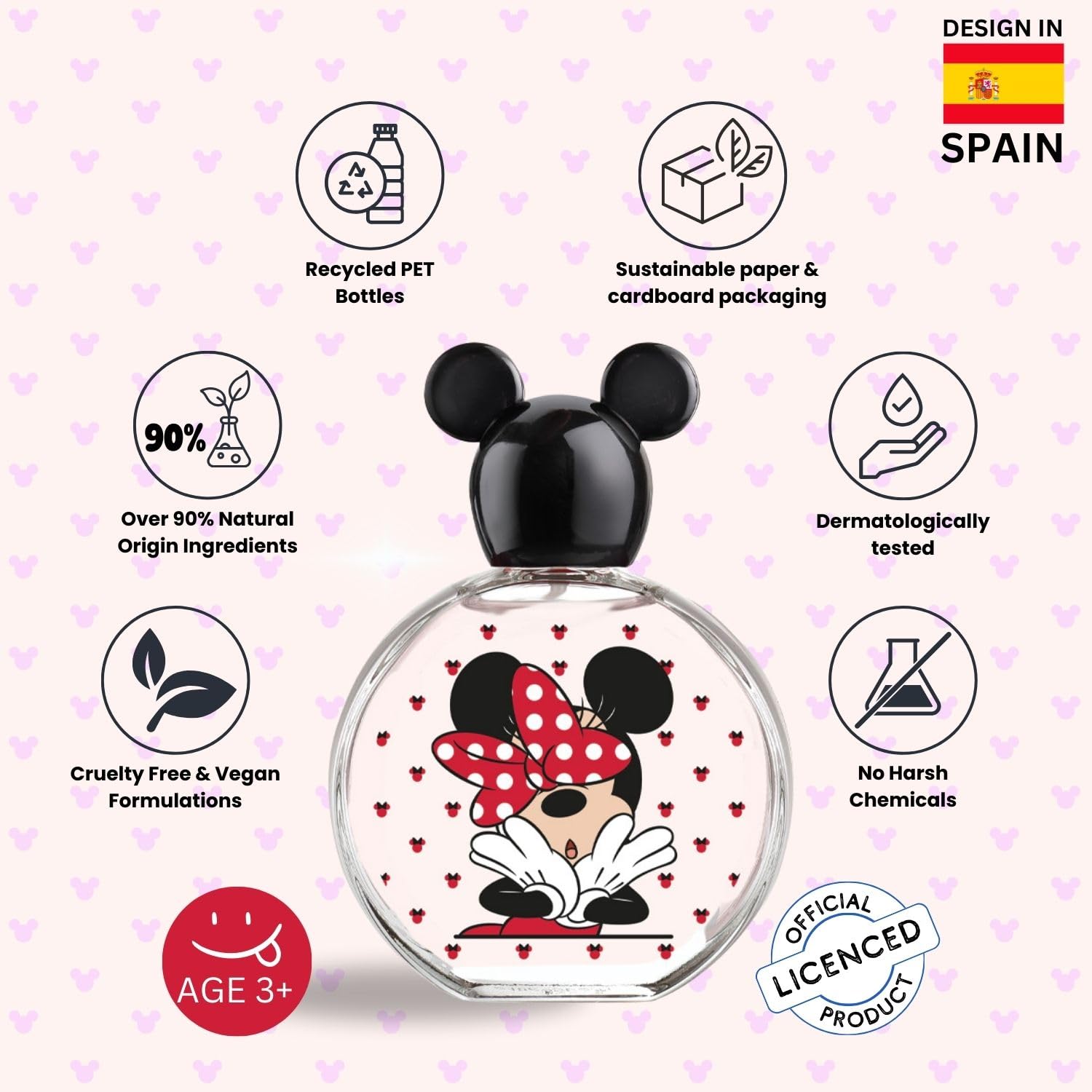 Air-Val Minnie Mouse EDT spray bottle ready for everyday playtime wear