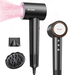 AirJetz hair dryer with 160000rpm motor delivers ultra-fast drying and smooth results.