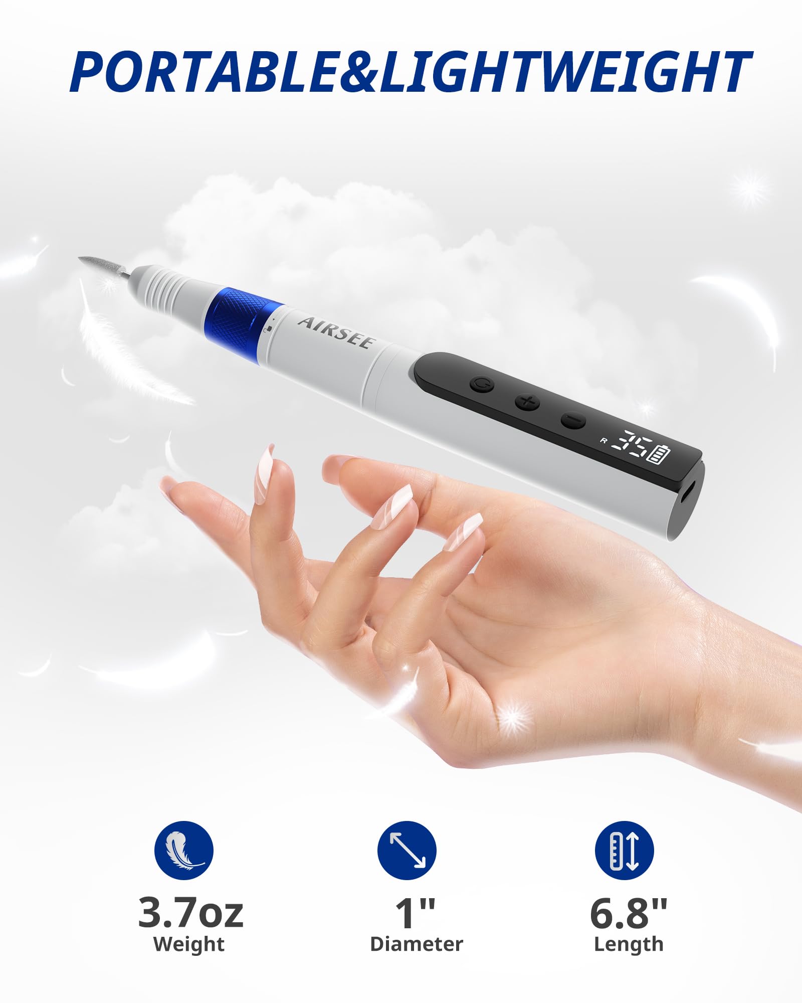 AIRSEE lightweight 0.6 lbs design improves maneuverability during long sessions.