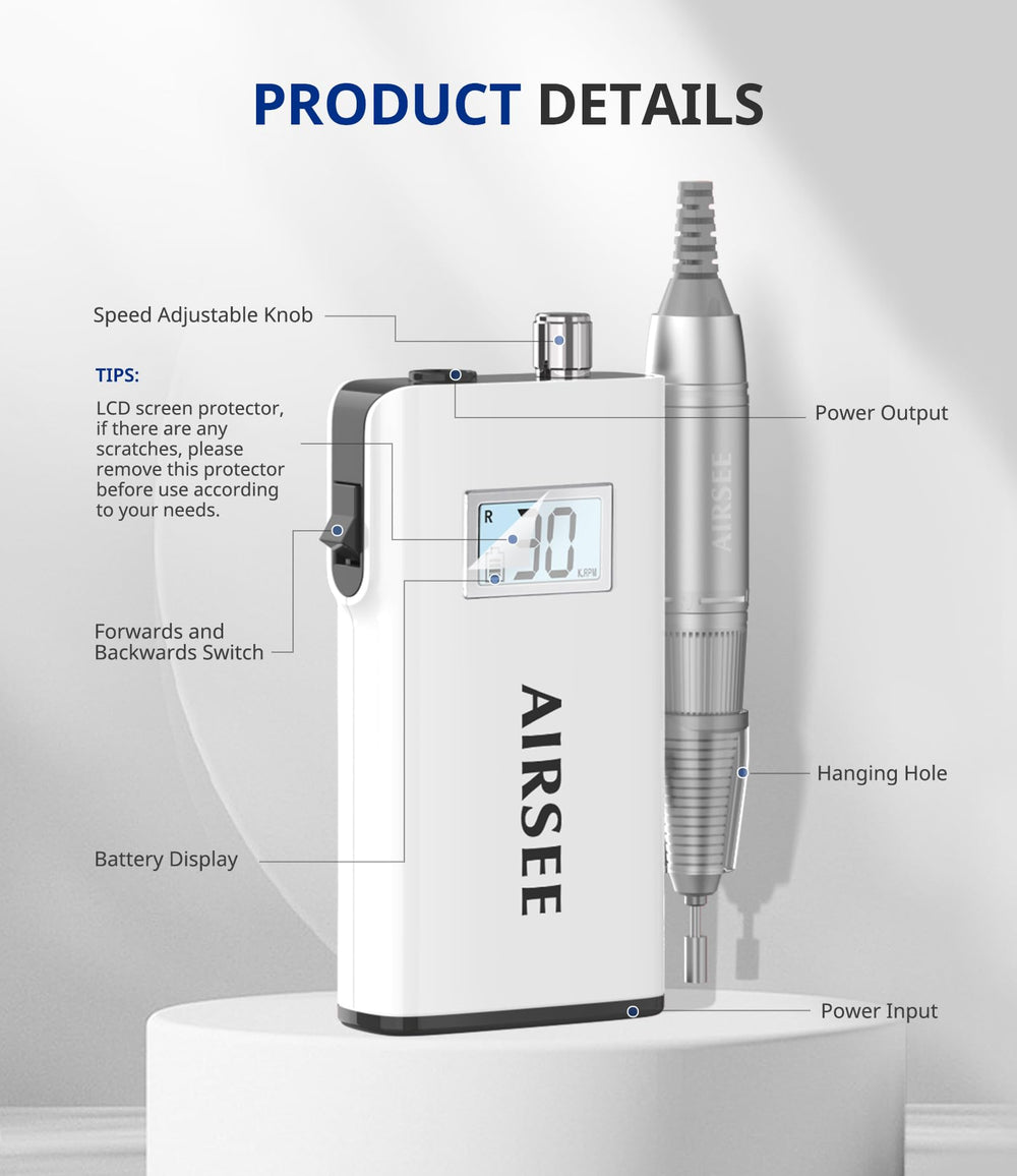 AIRSEE portable aluminum handpiece delivering low heat and vibration during sessions