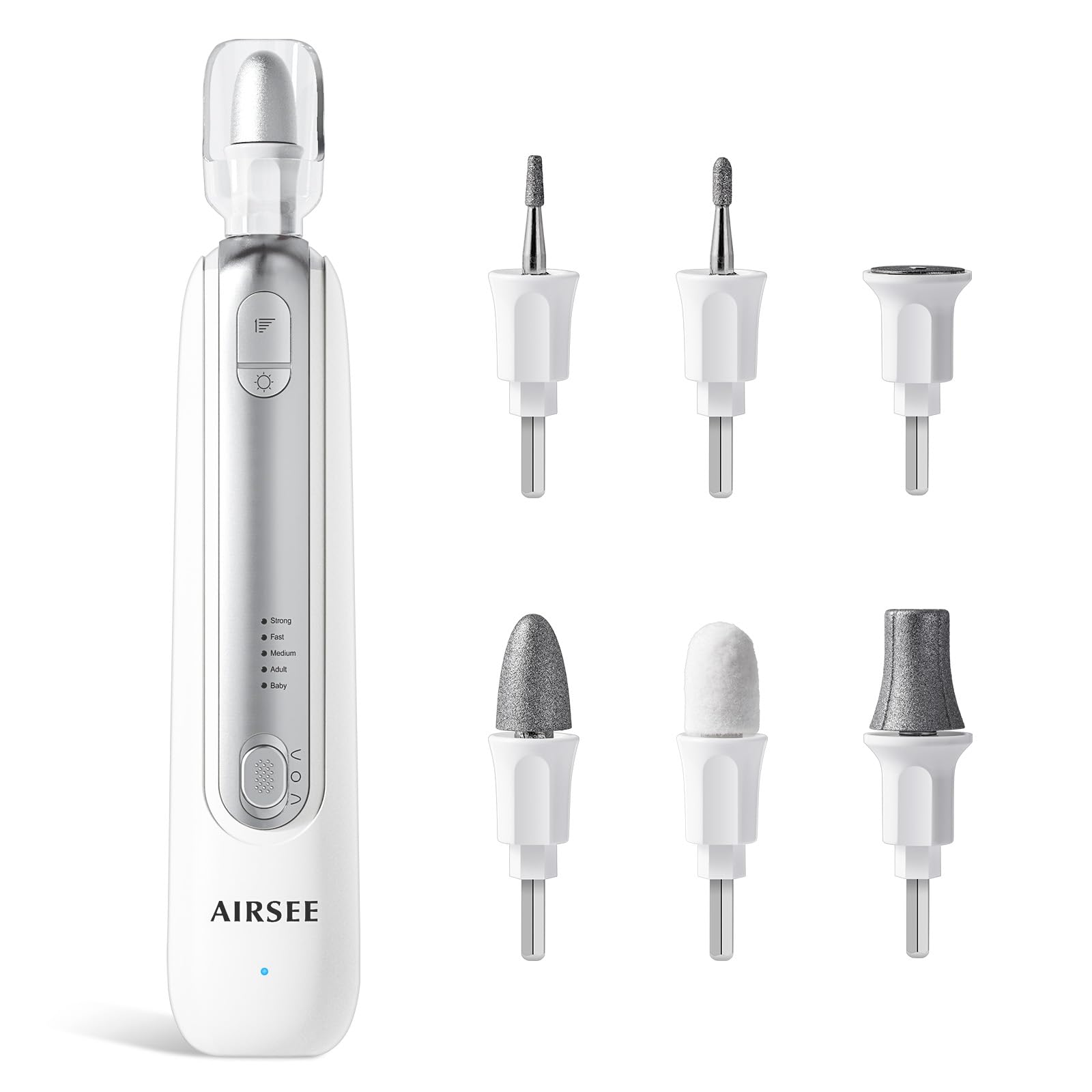 Airsee professional manicure-pedicure kit cordless 6in1 in white for easy at-home nail care