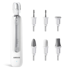 Airsee professional manicure-pedicure kit cordless 6in1 in white for easy at-home nail care