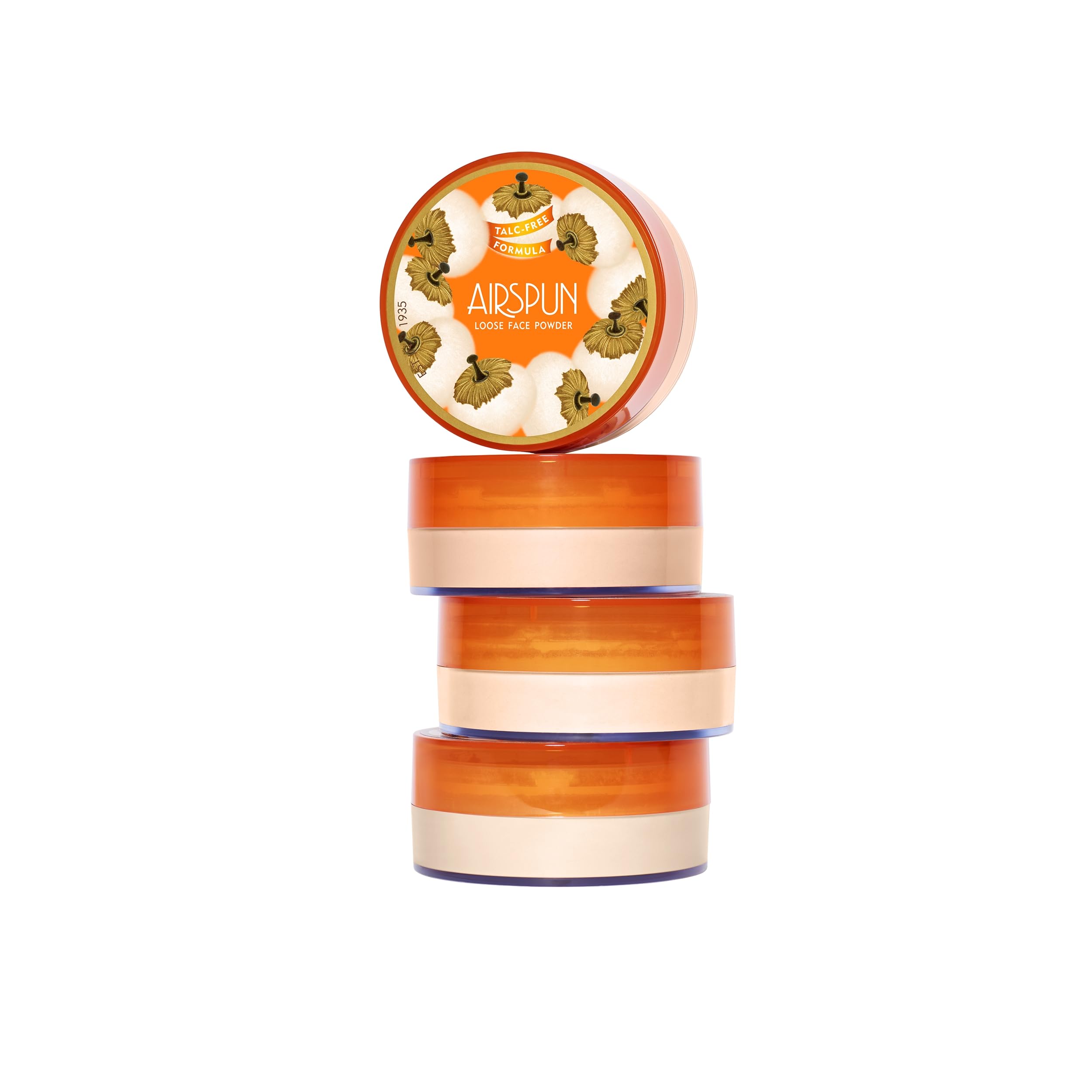 Airspun label and ingredients close-up highlighting talc-free formula for confidence