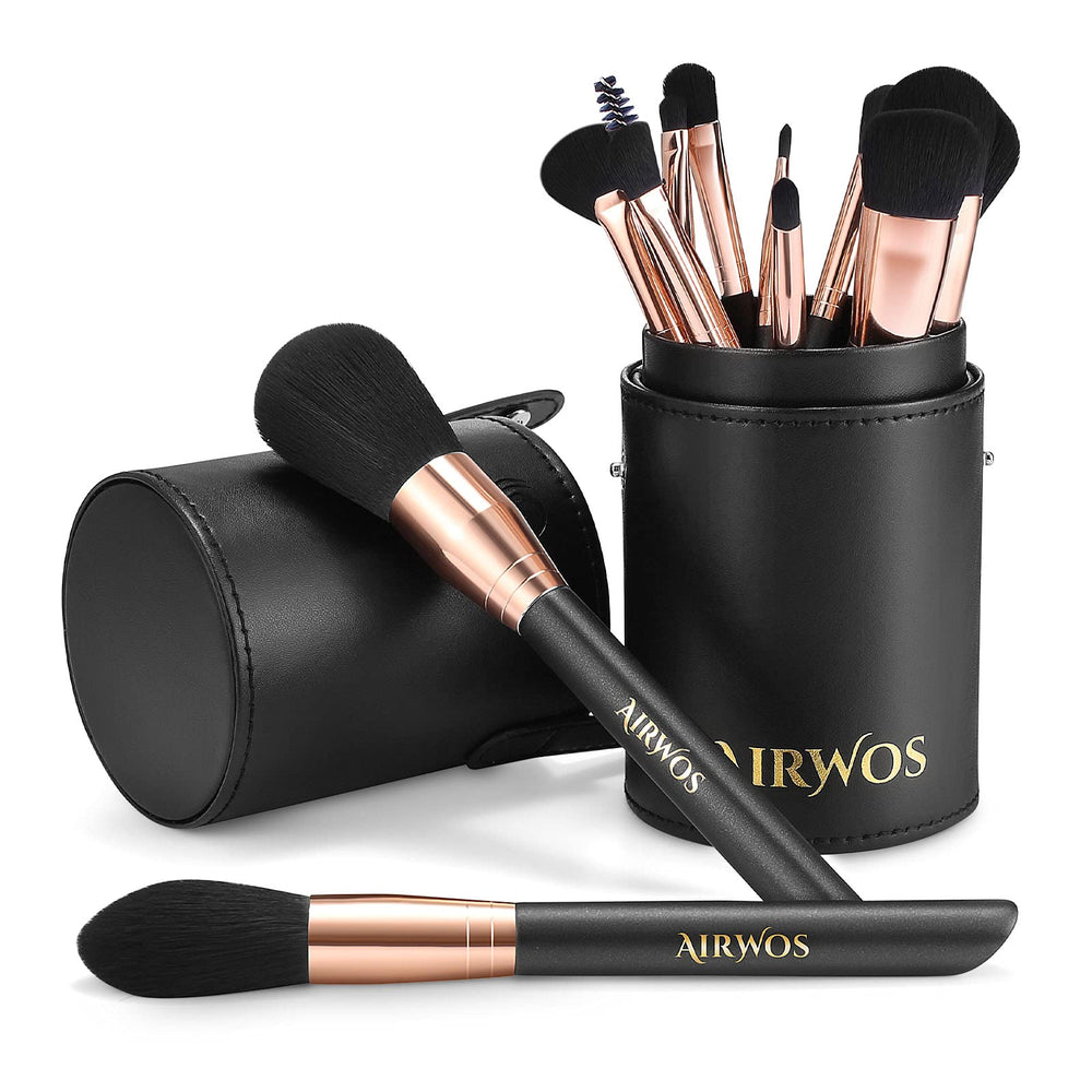 AirWos 14pc brush set case closed for compact travel storage