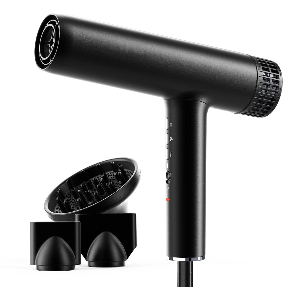 Airyomi hair dryer with 110000rpm motor delivers fast drying.