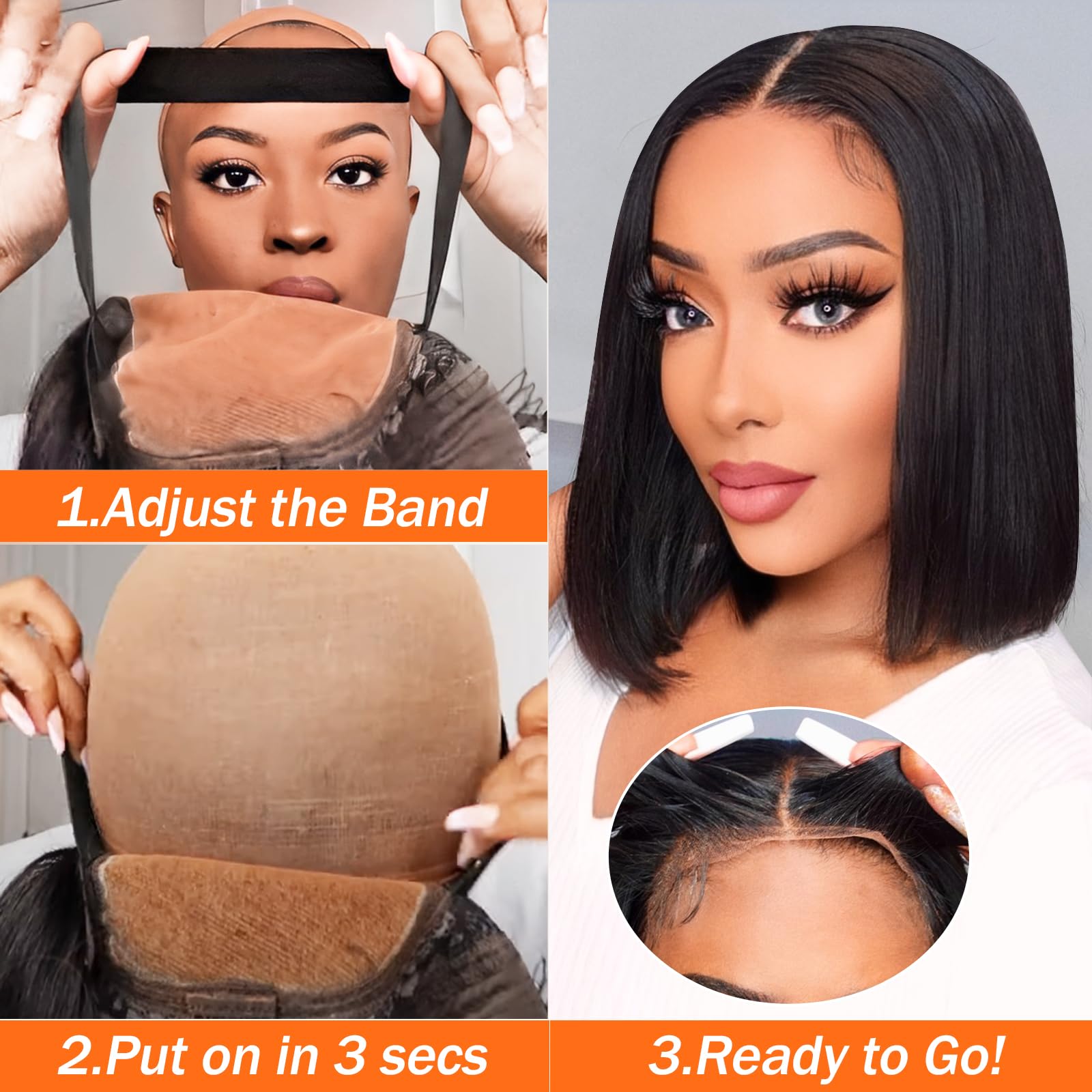 AISI Bob Wig Brazilian Virgin Remy hair offers silky feel and versatile styling.