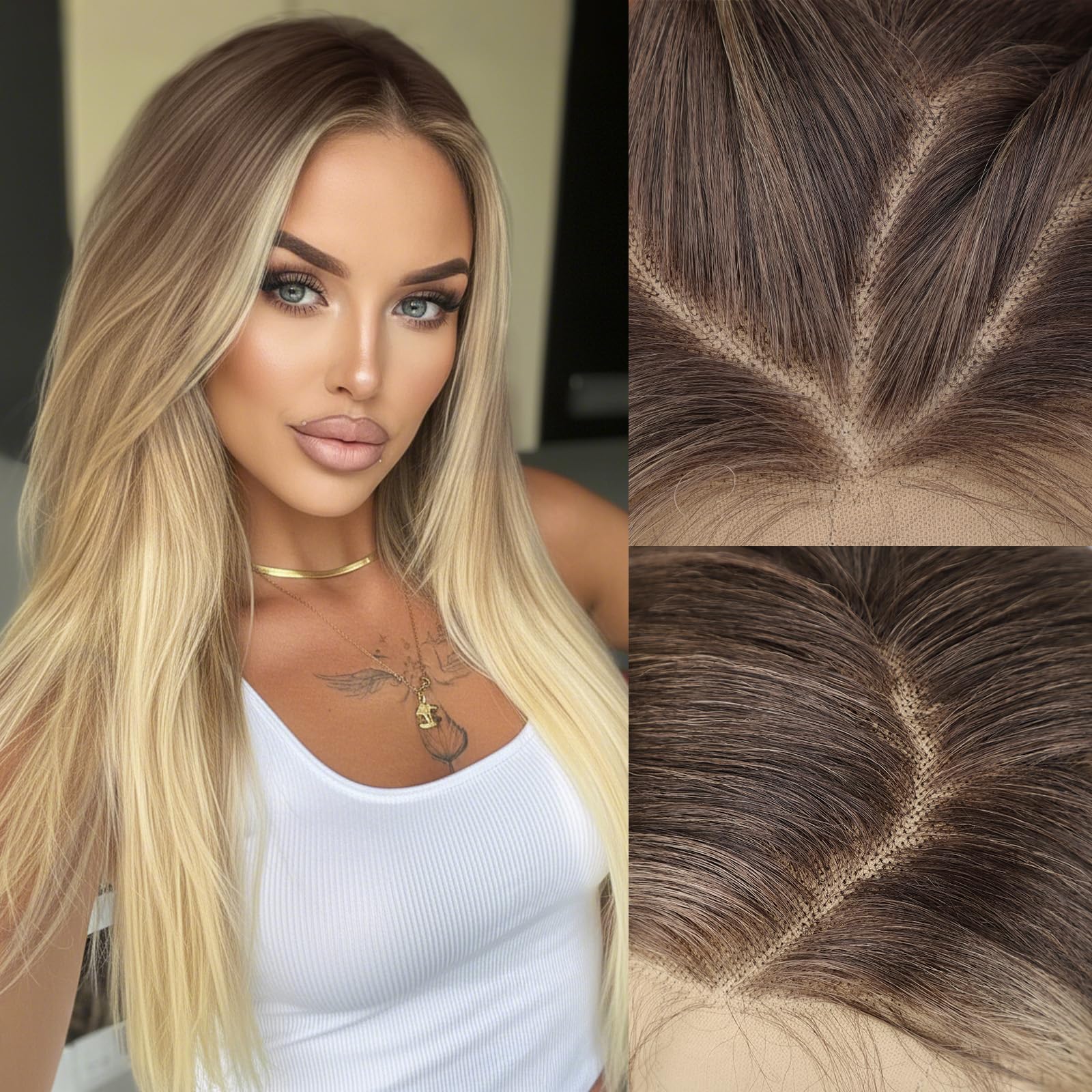AISI HAIR 13x4 HD lace-front wig in mixed blonde for natural, seamless hairlines.