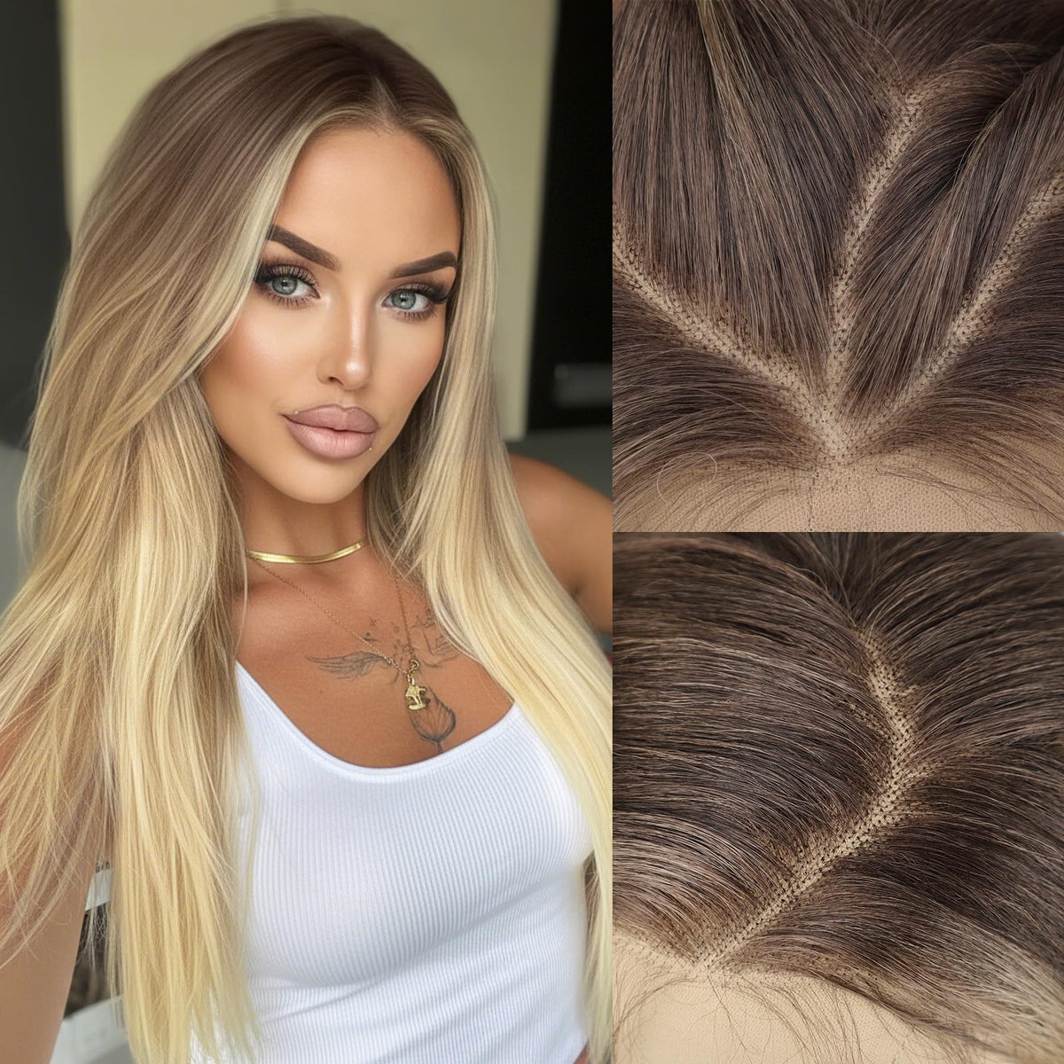 AISI HAIR 13x4 HD lace-front wig in mixed blonde for natural, seamless hairlines.