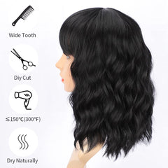 AISI HAIR bob curly wig close-up of soft heat-resistant fibers.