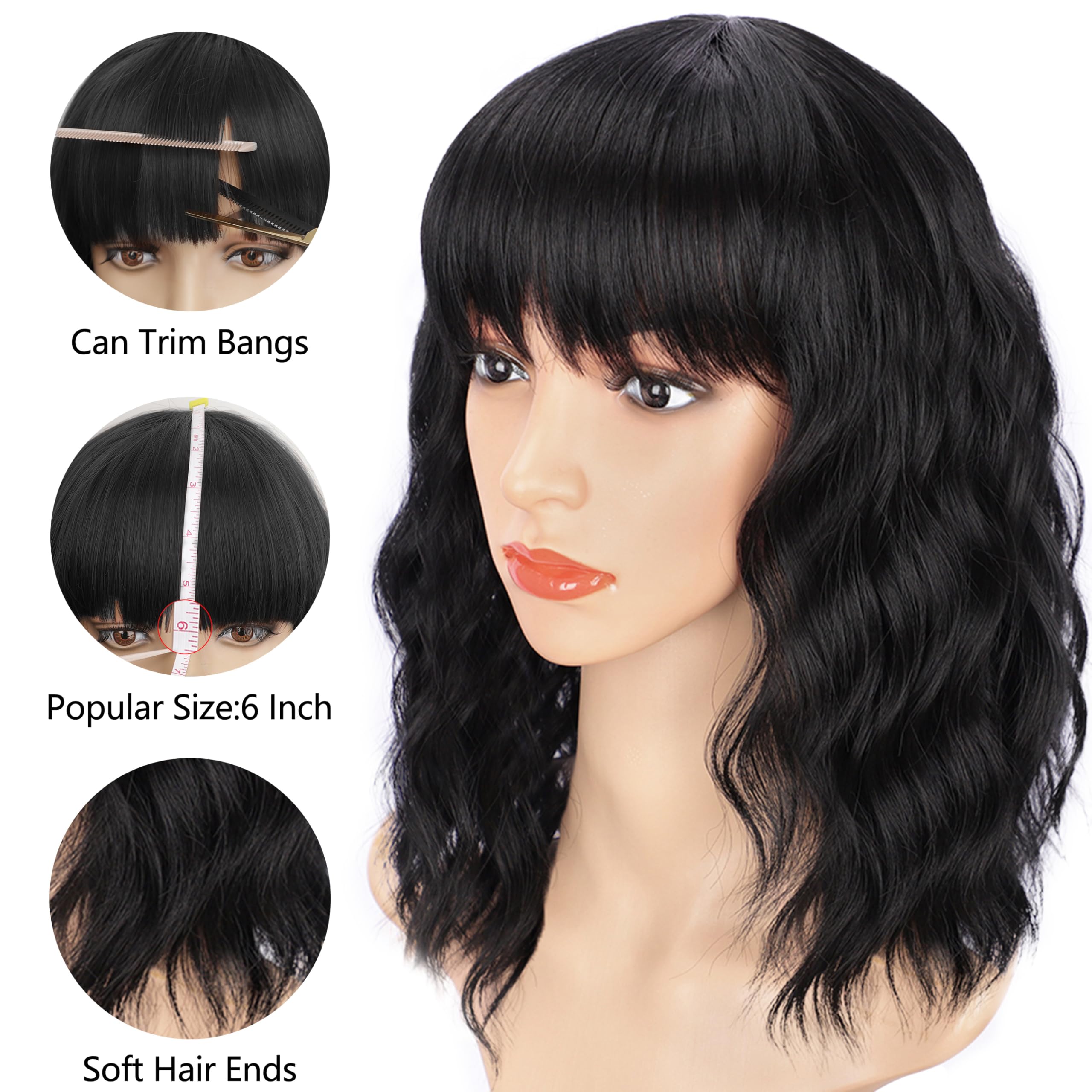 AISI HAIR bob curly wig natural length reference in model image.