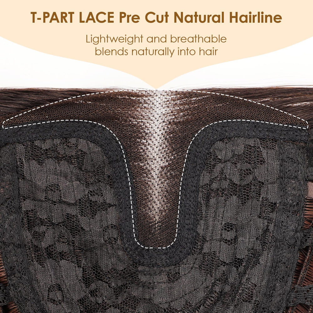 AISI HAIR Highlights Brown Wig heat-resistant fiber supports styling up to 150°C.