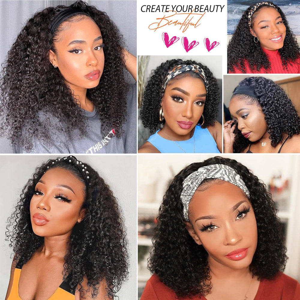 AISI QUEENS headband wig curl detail close-up highlights natural texture.