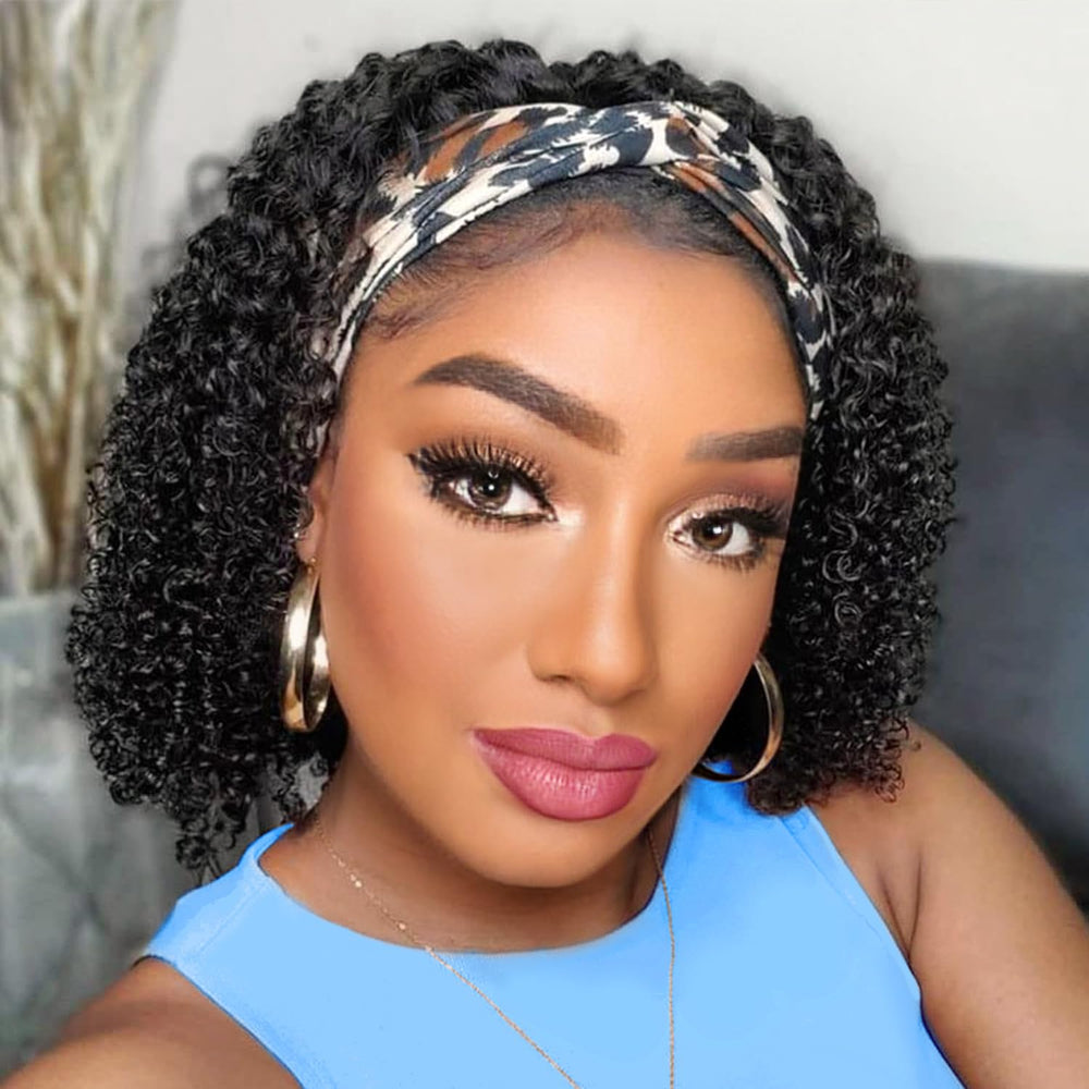 AISI QUEENS headband wig curly 10-inch model for easy daily styling.