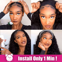 AISI QUEENS headband wig medium cap 21.5 inch for comfortable wear.