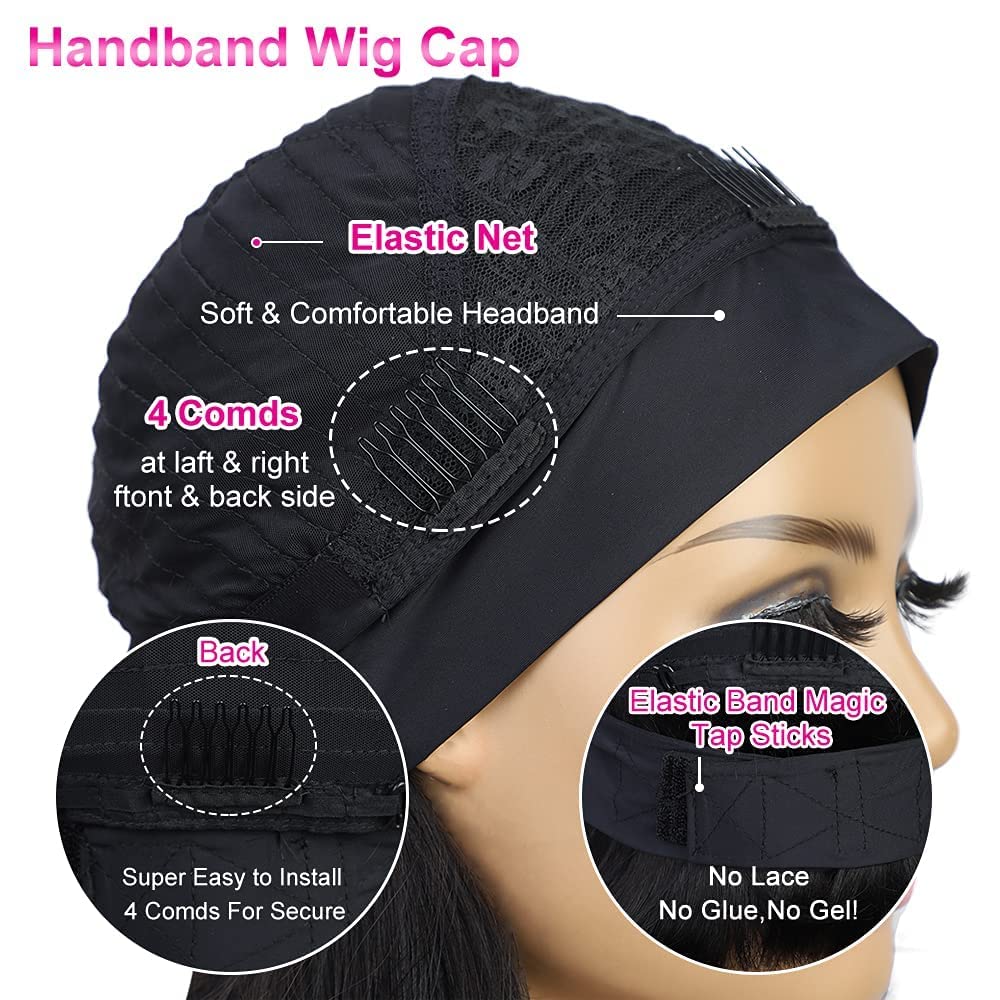 AISI QUEENS headband wig with Velcro for quick, secure daily wear.