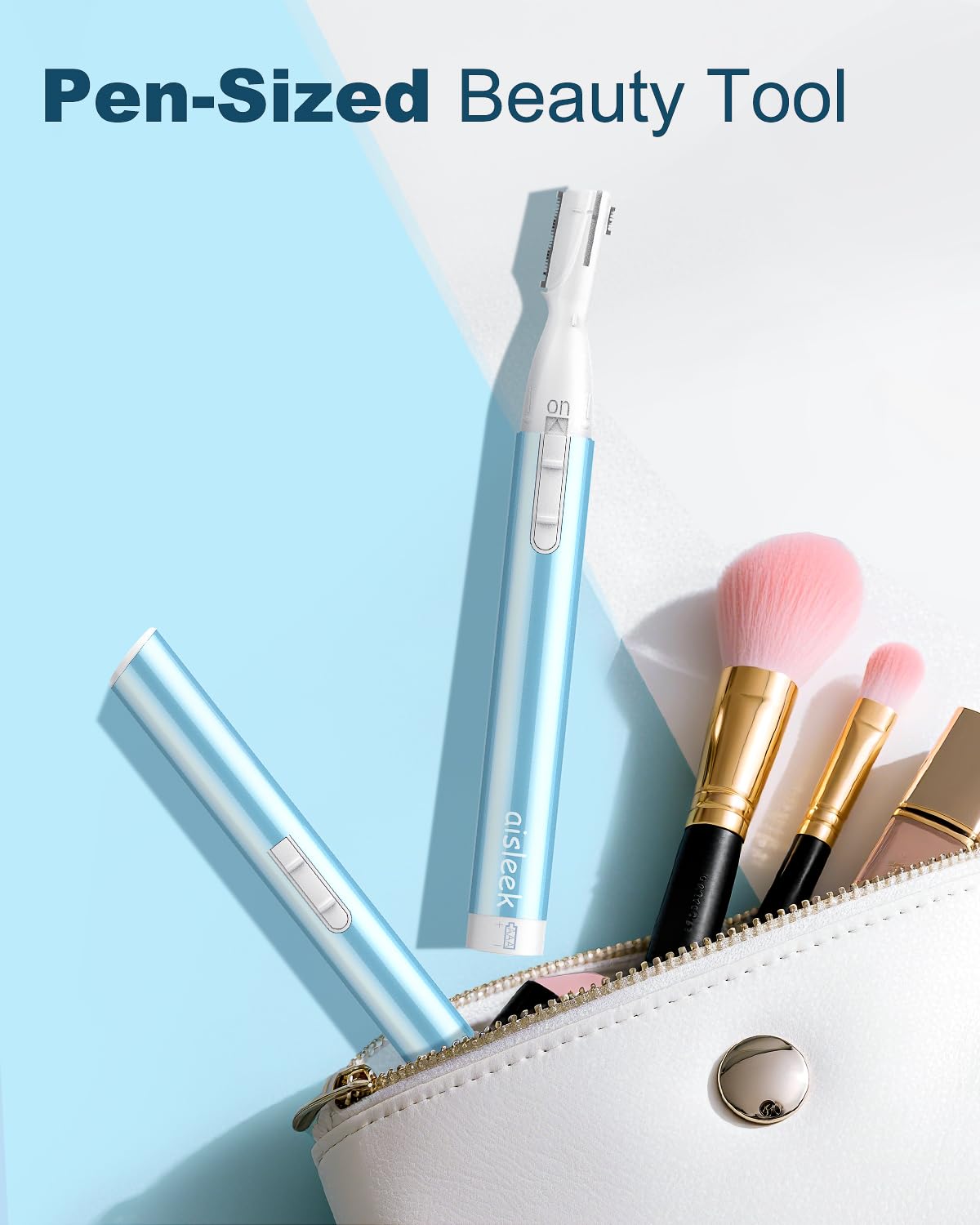 AISLEEK precision wand follows facial contours for quick touch ups.