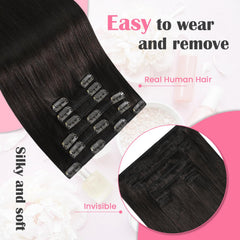 Aison Remy hair clip-ins 75g 7 pieces add fullness and volume.