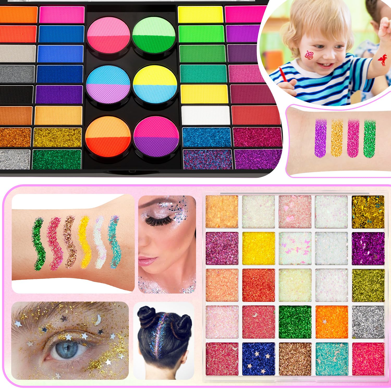 AIYNC face painting stencils sample demonstrates quick kid designs.