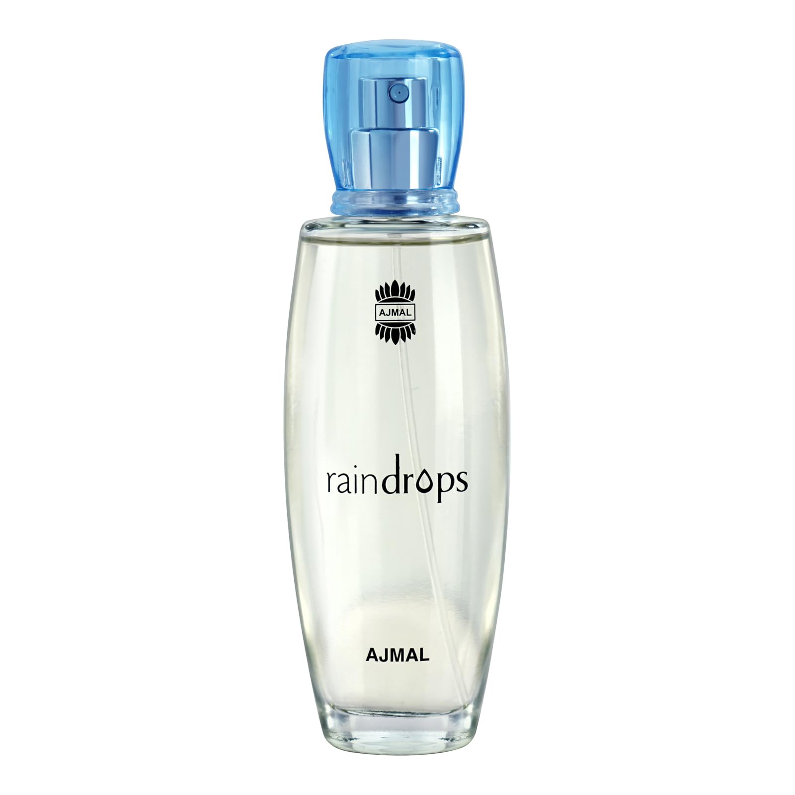 Ajmal Rain Drops bottle closeup: floral freshness for daily wear.