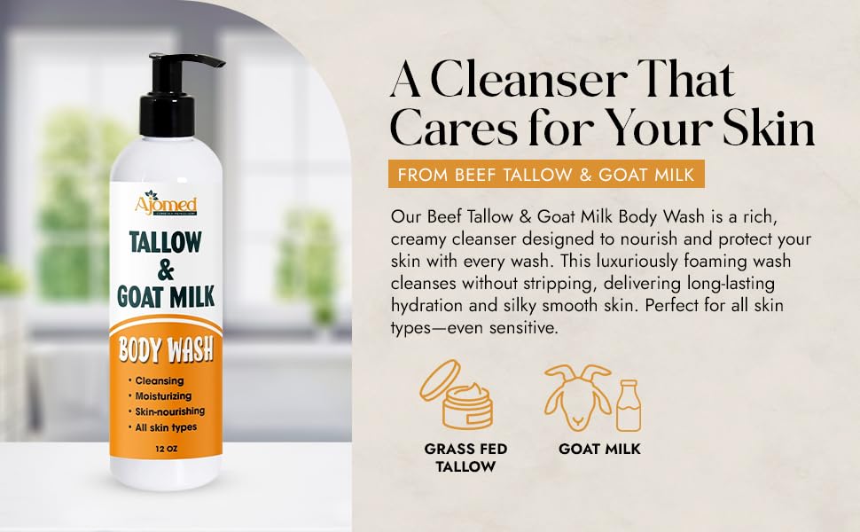 Hands lathering with AJOMED body wash for gentle cleansing.