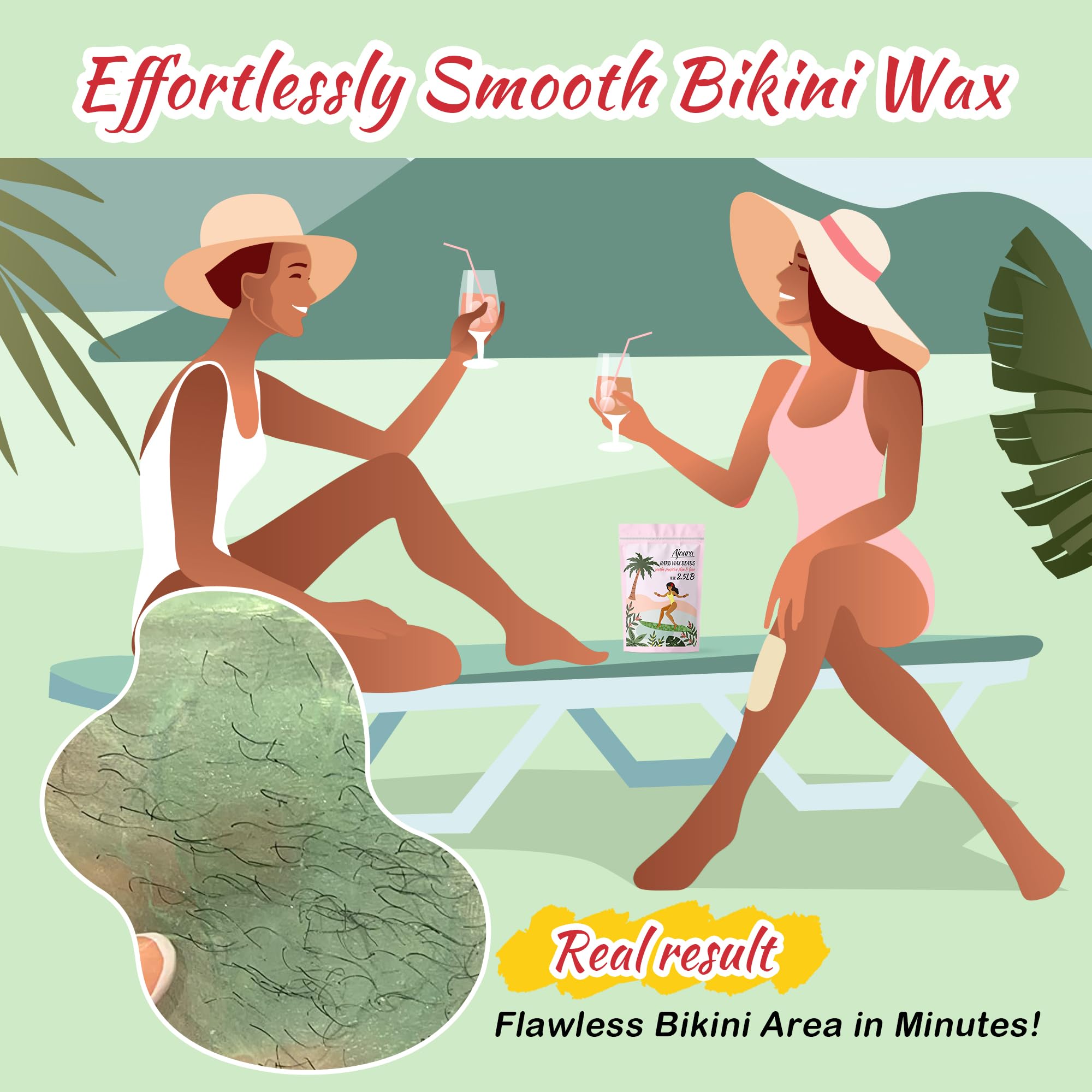 Ajoura bikini-area waxing bead set enables versatile body hair removal.