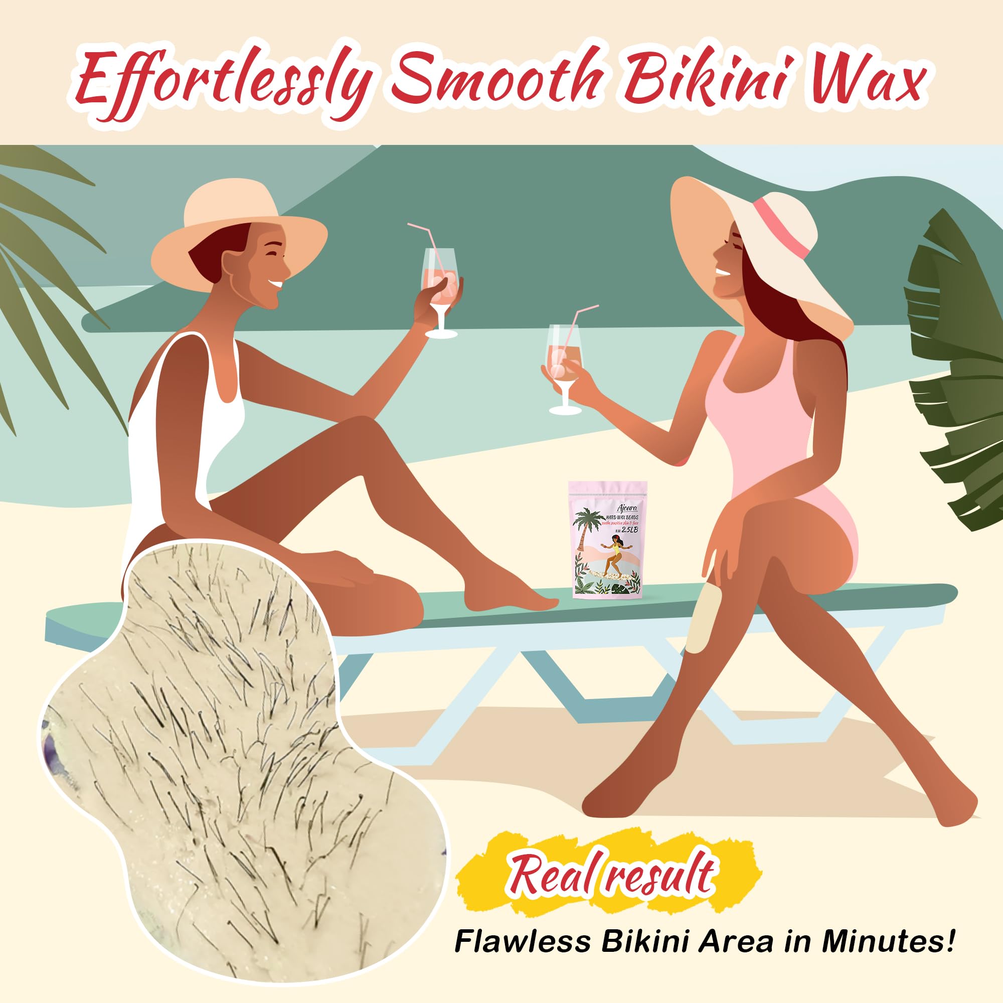 Ajoura Brazilian wax beads—effective hair removal for bikini area.