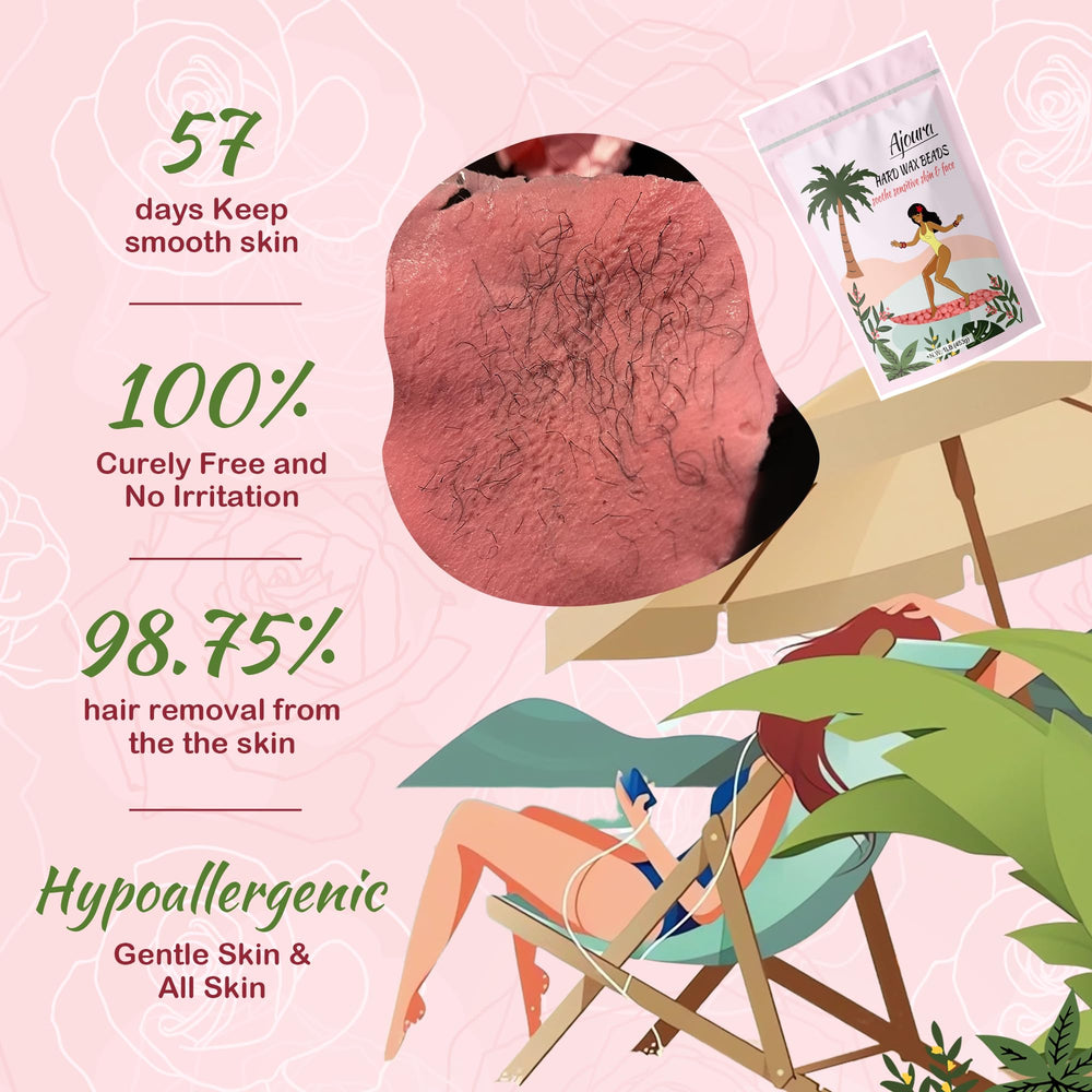 Ajoura Pink Rose wax beads melting for smooth hair removal with low-temp heat.