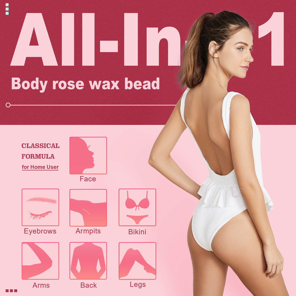 Ajoura rose-wax beads for sensitive skin close-up suggests minimized irritation potential.