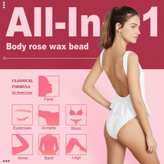 Ajoura rose-wax beads for sensitive skin close-up suggests minimized irritation potential.