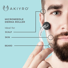 AKIYRO derma roller on face use demonstrates versatile facial rejuvenation routine.
