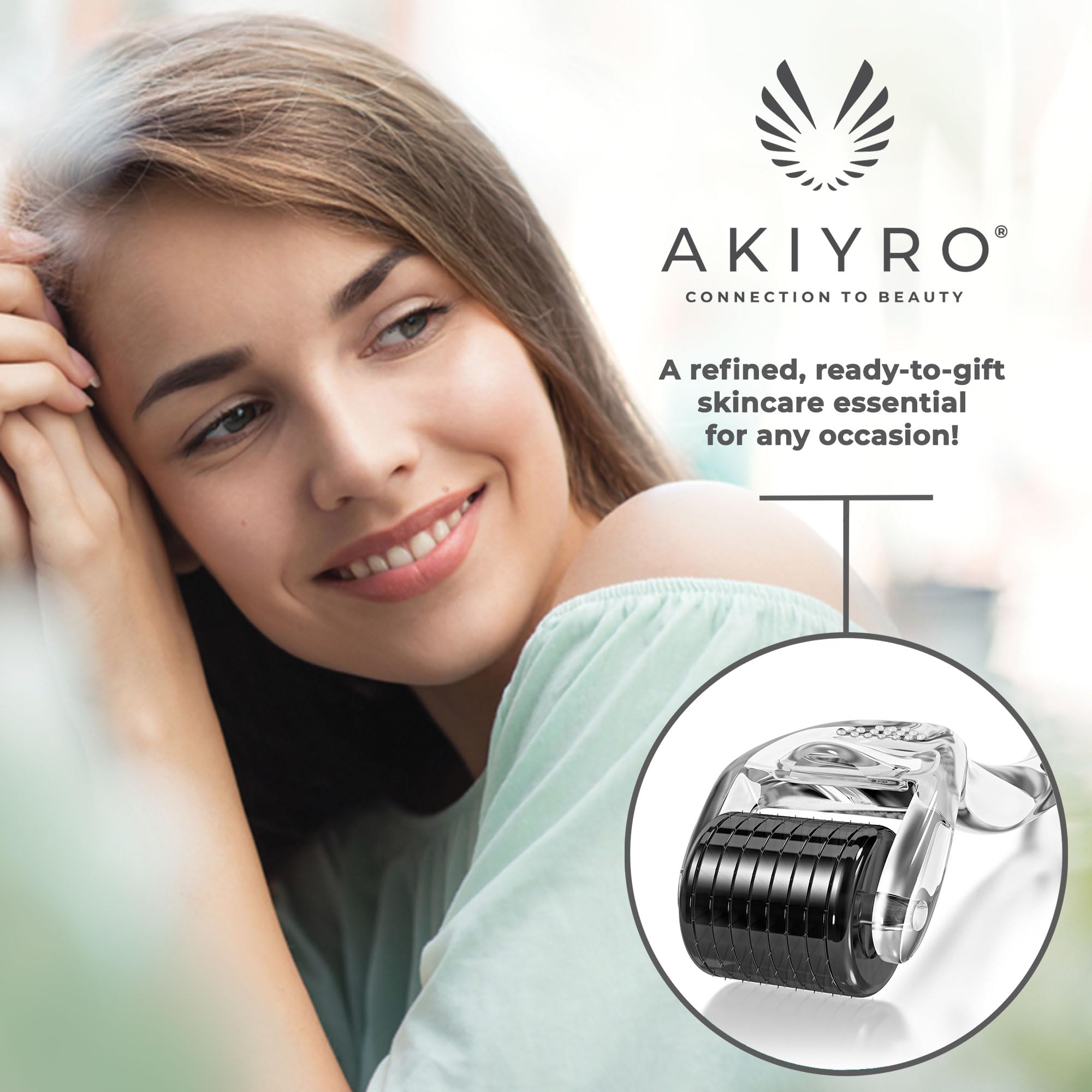 AKIYRO packaging and roller presentation showcases premium quality and product care.