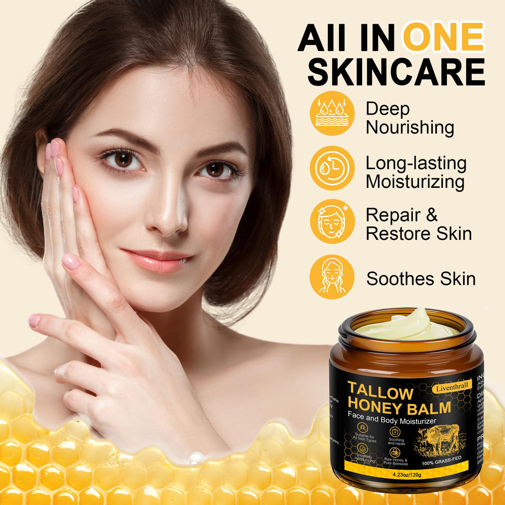 AKIICHI whipped-tallow-honey-balm-texture closeup reveals light, fast-absorbing cream