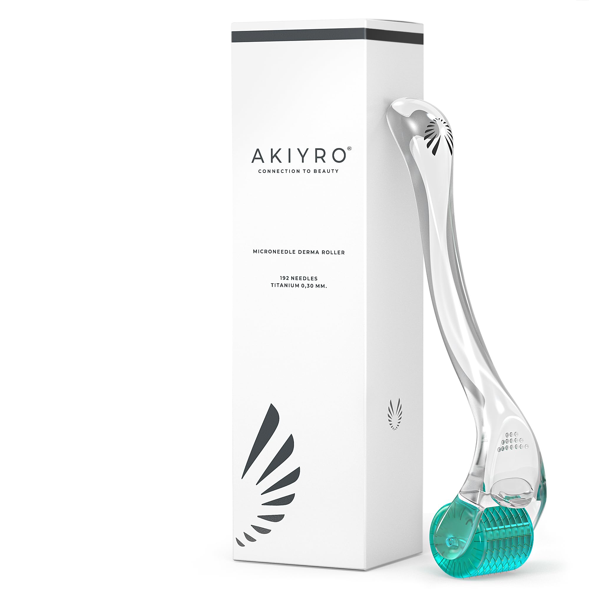 AKIYRO Derma Roller 0.30mm close-up of gold-plated needles for smoother skin.