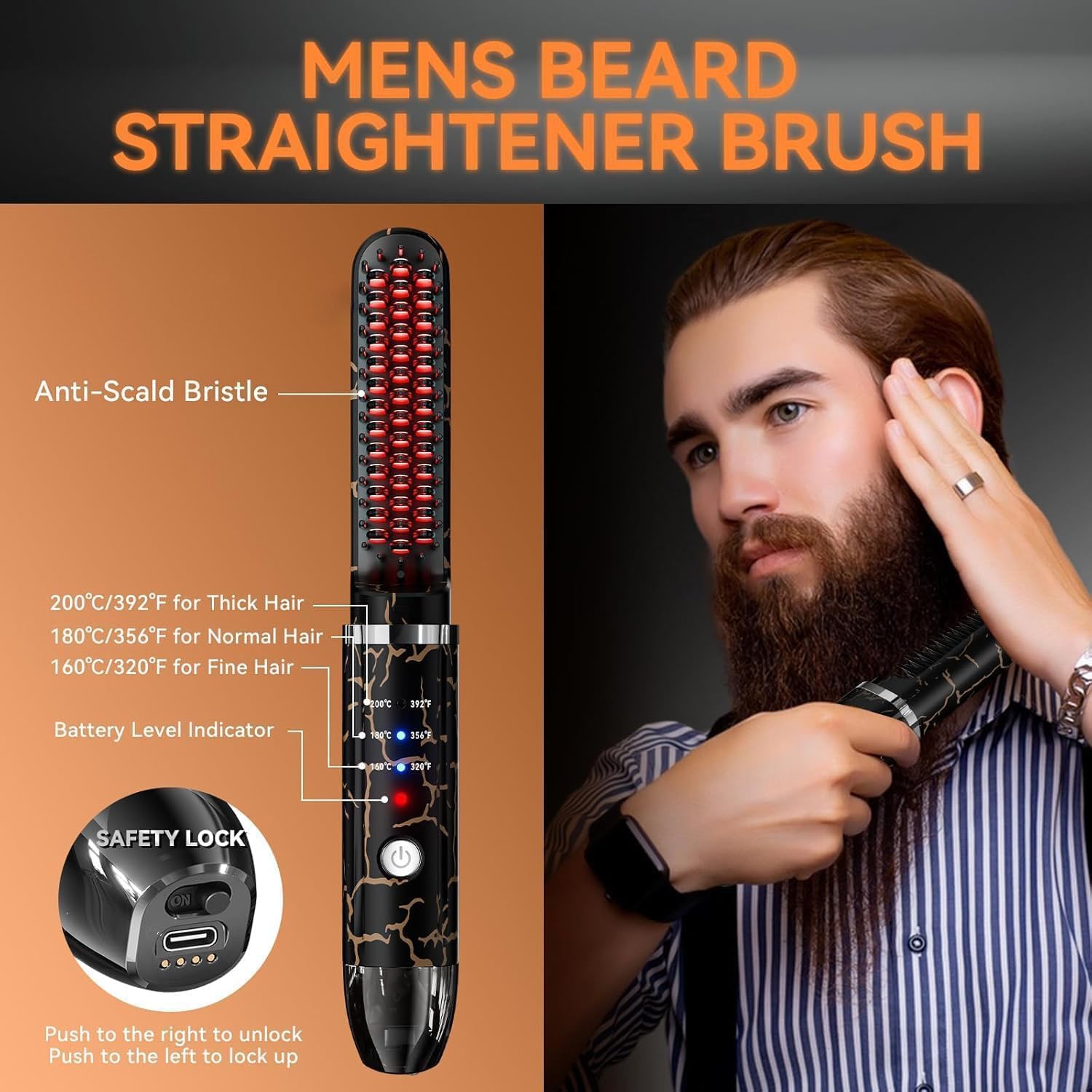 AKJ beard straightener with ionic technology for smoother hair