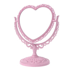 AKOAK heart-shaped cosmetic mirror pink front view for portable makeup checks on the go.