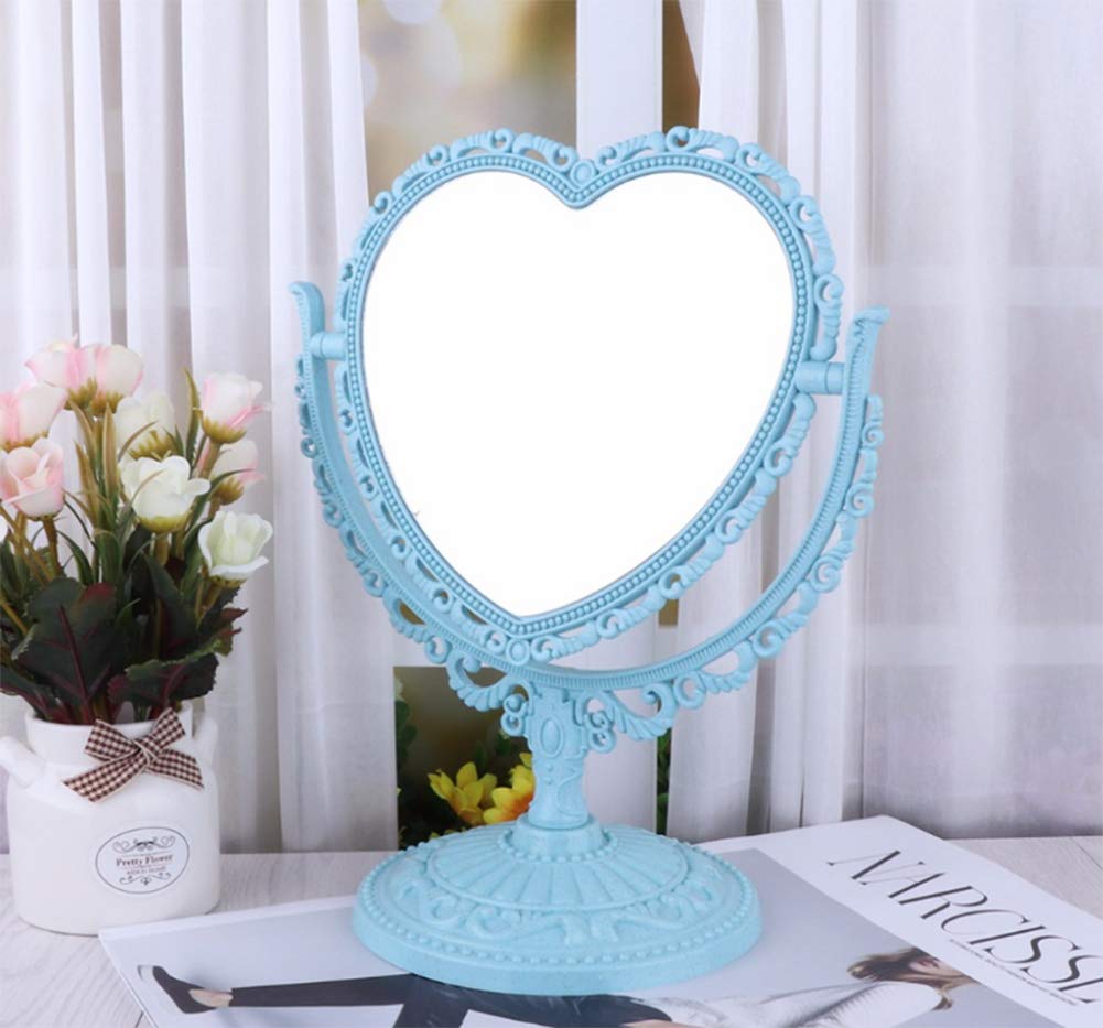 AKOAK heart-shaped cosmetic mirror back view shows lightweight, portable design for easy travel.