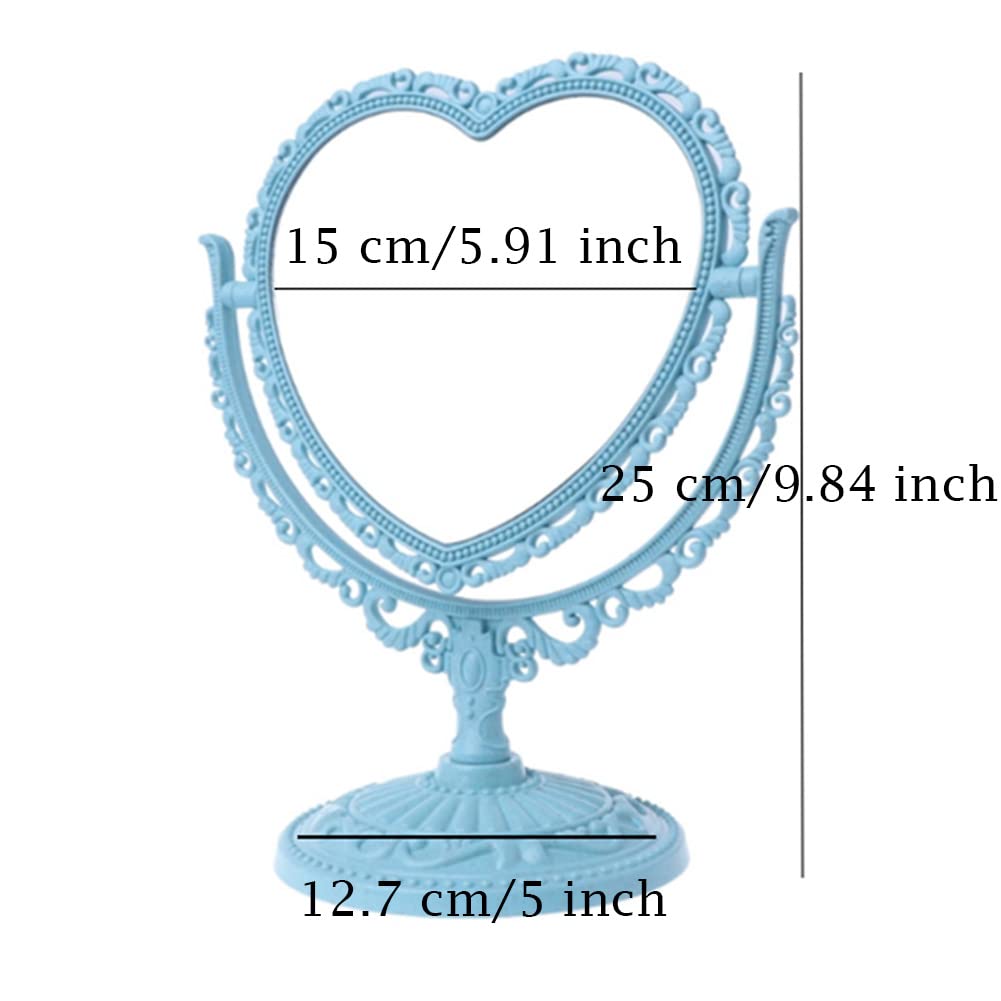 AKOAK heart-shaped cosmetic mirror tilt angle enables comfortable setup while applying makeup.