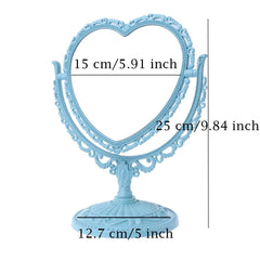 AKOAK heart-shaped cosmetic mirror tilt angle enables comfortable setup while applying makeup.