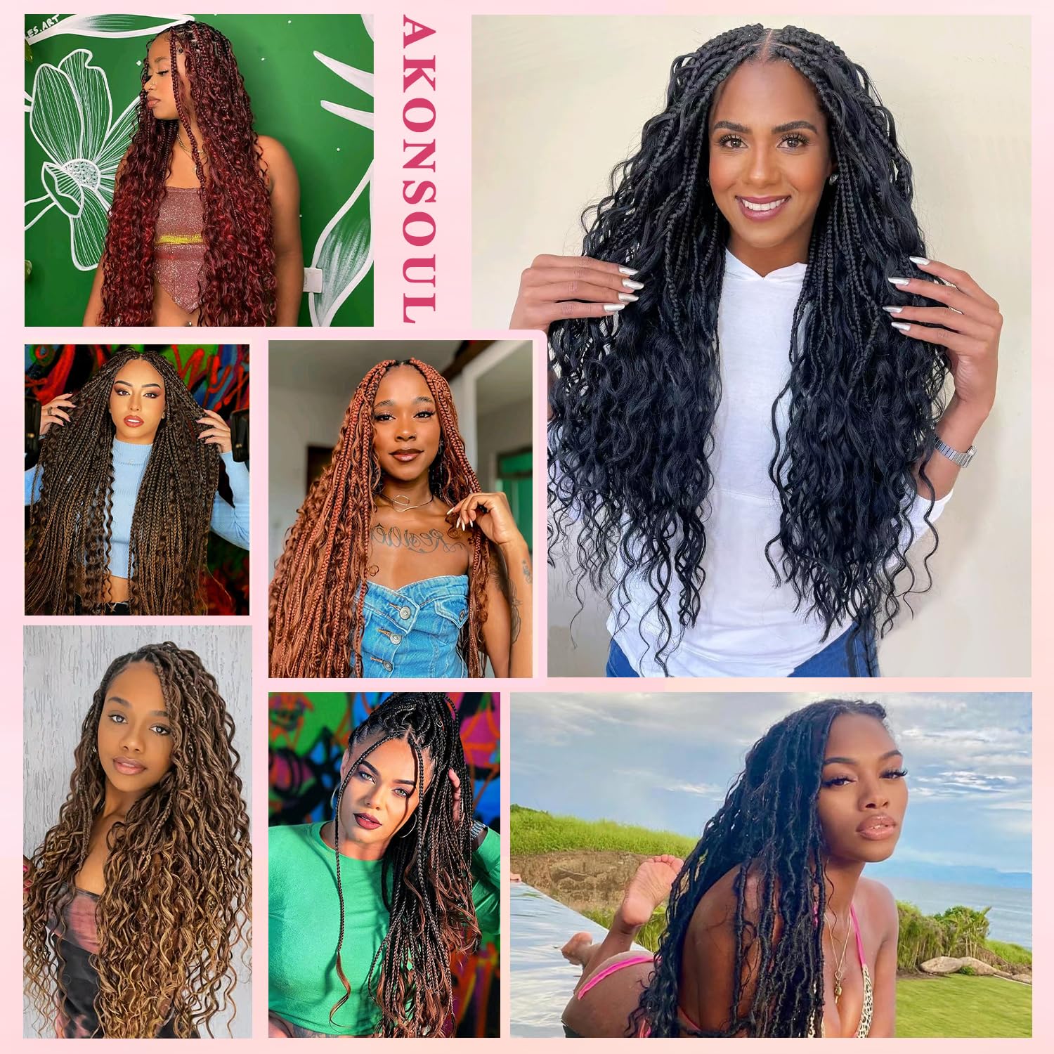 AKONSOUL boho braids on model demonstrate effortless, stylish day-to-night wear