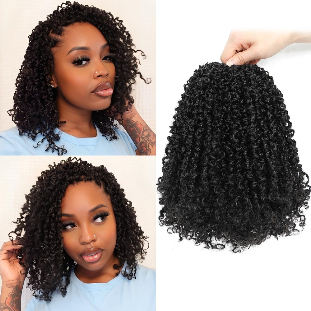 Aksice pre-looped braids show easy attachment and minimal effort styling.