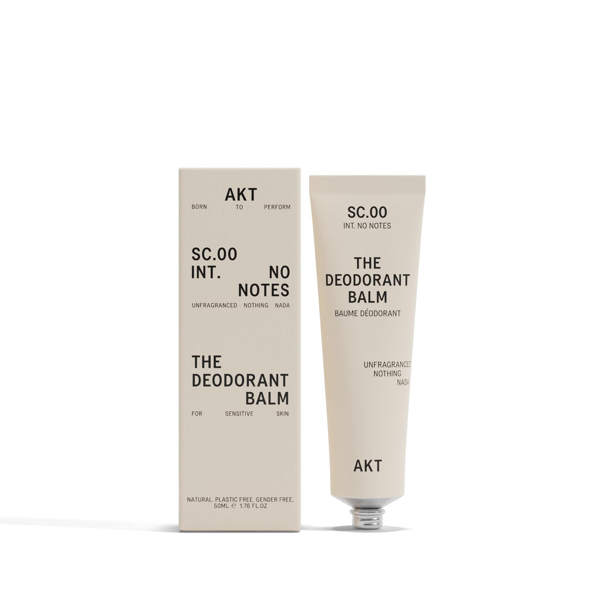 AKT Deodorant Balm packaging highlights plastic-free design for eco-conscious shoppers.