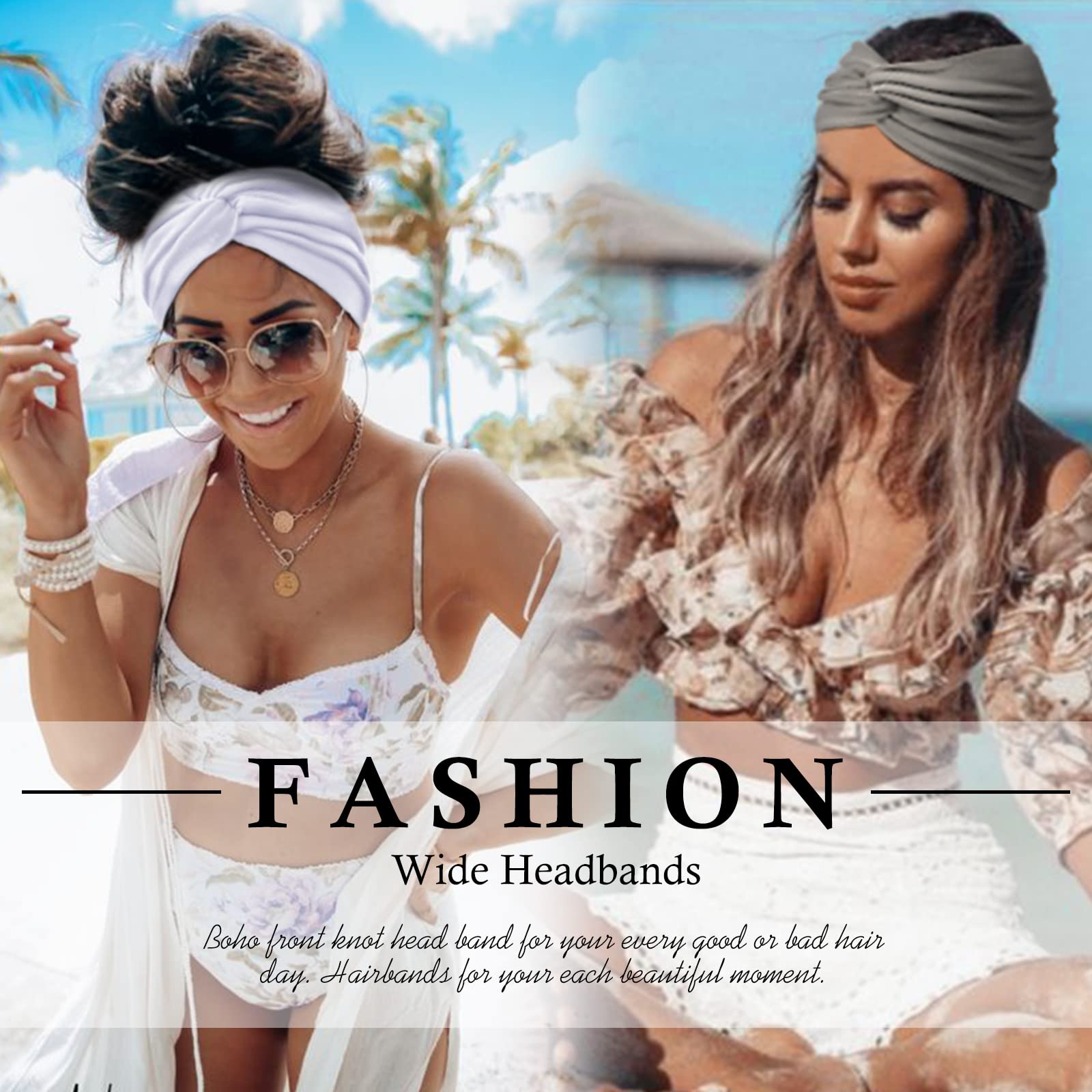 AKTVSHOW extra wide turban headband stretched to fit larger heads comfortably.