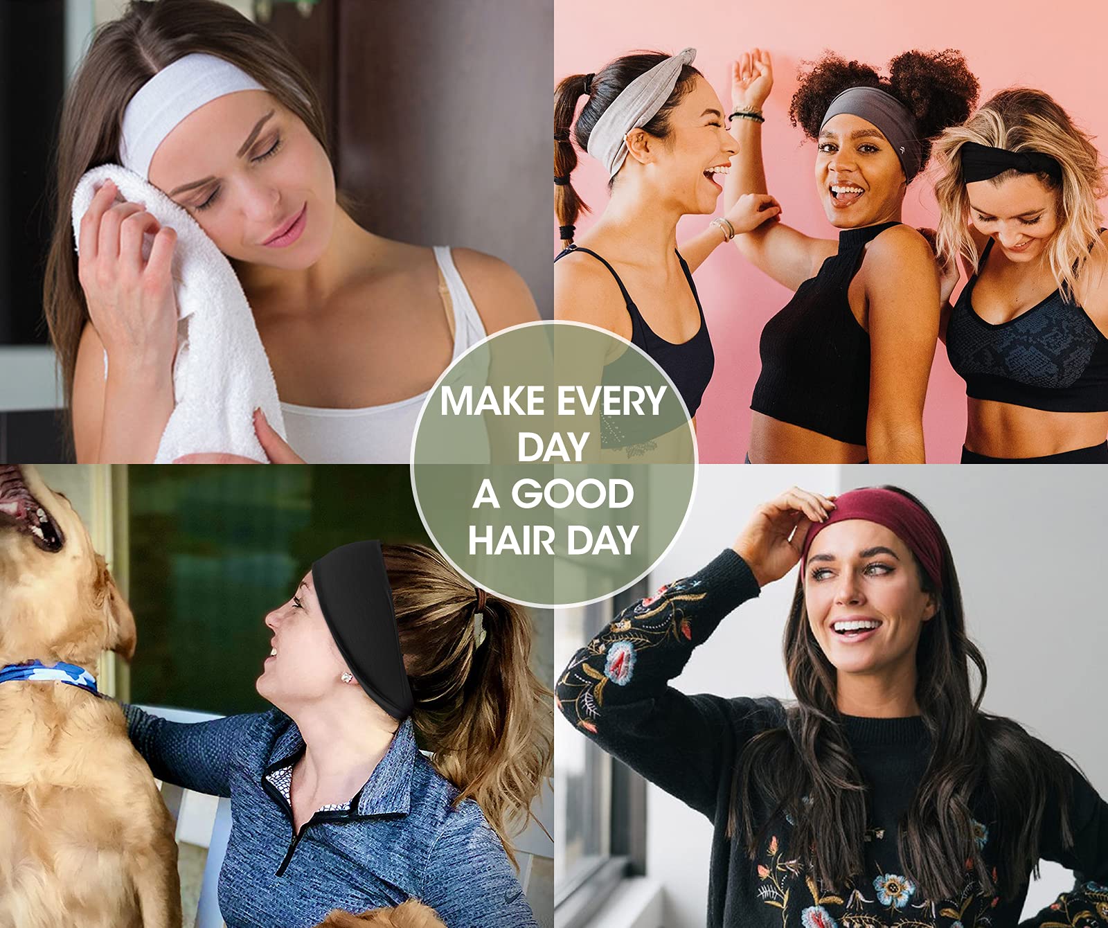 AKTVSHOW breathable elastic fabric headband keeps hair in place and cool