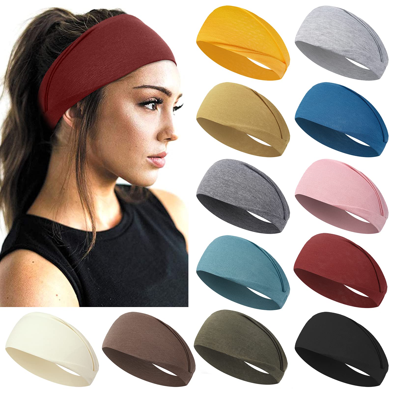 AKTVSHOW headband non-slip wide 4-inch design for workouts