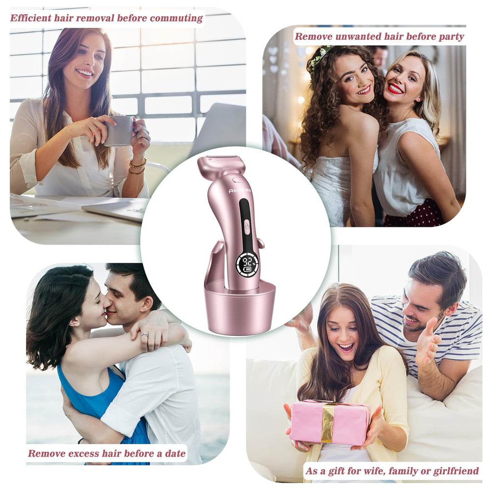 Akunbem pink shaver includes cleaning brush for maintenance
