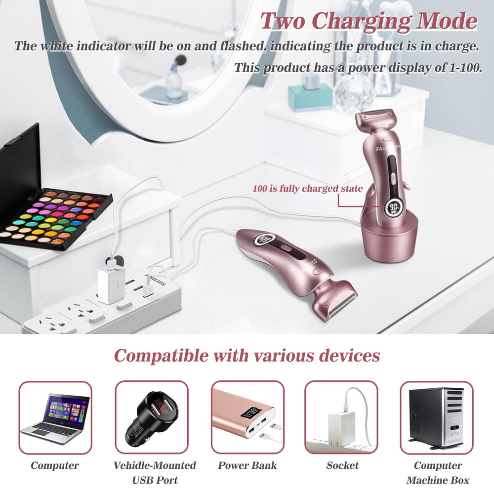 Akunbem pink shaver low noise for quiet grooming